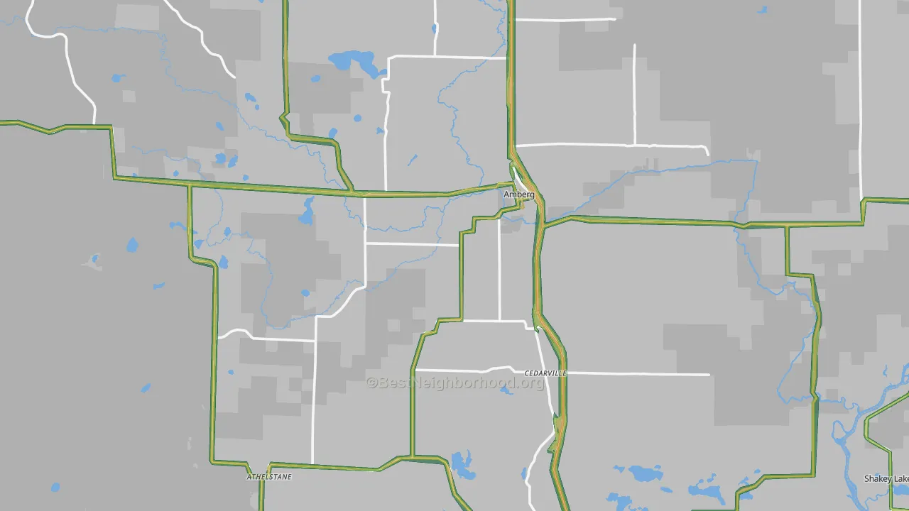 Amberg, WI Map of Noise Levels in Amberg