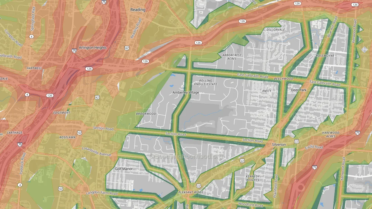 Amberley, OH Map of Noise Levels in Amberley