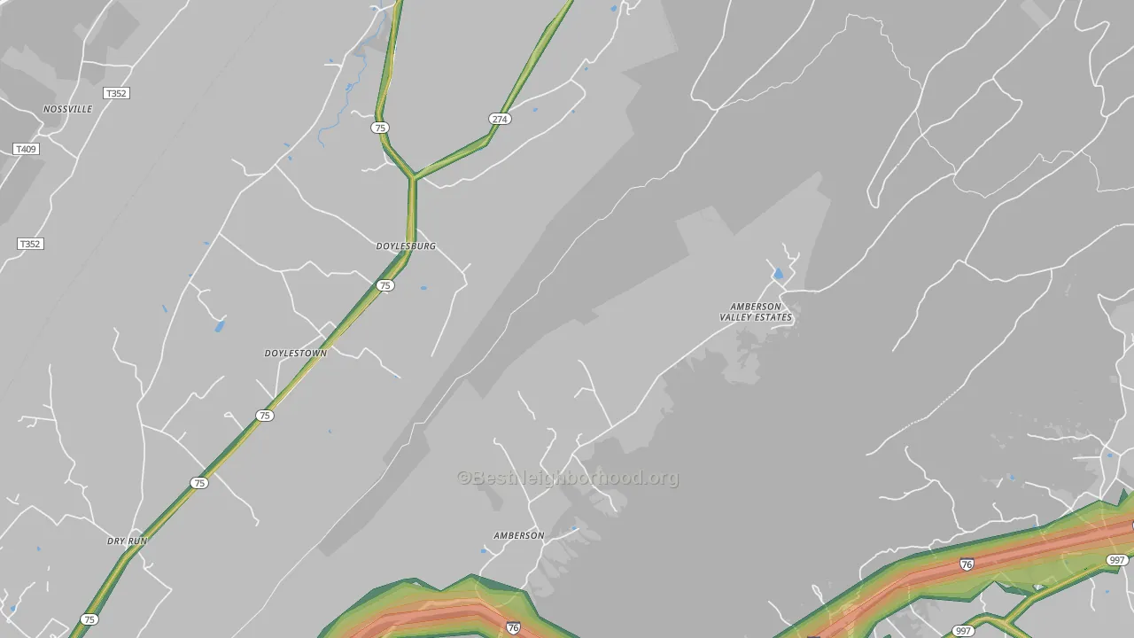 Amberson, PA Map of Noise Levels in Amberson
