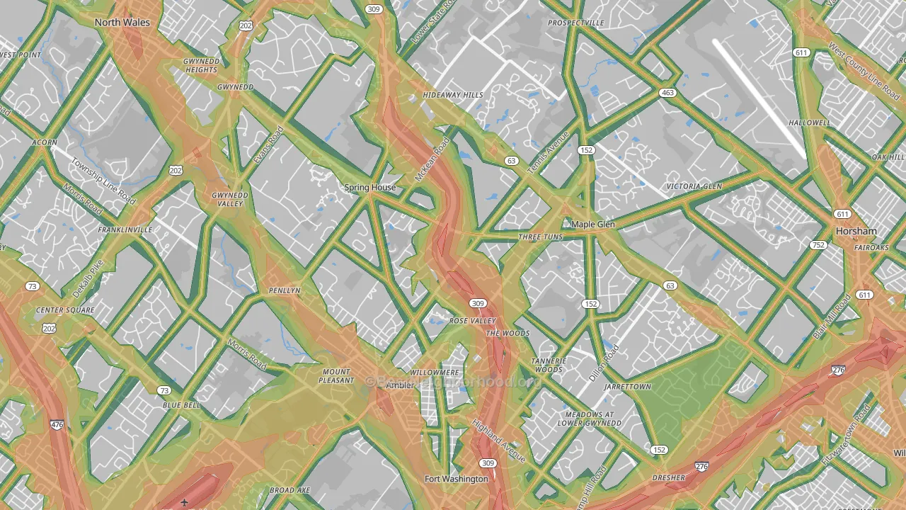 Ambler, PA Map of Noise Levels in Ambler