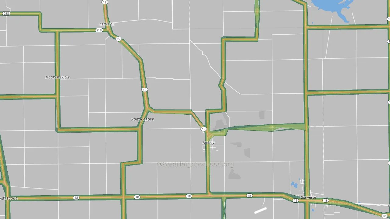 Amboy, IN Map of Noise Levels in Amboy