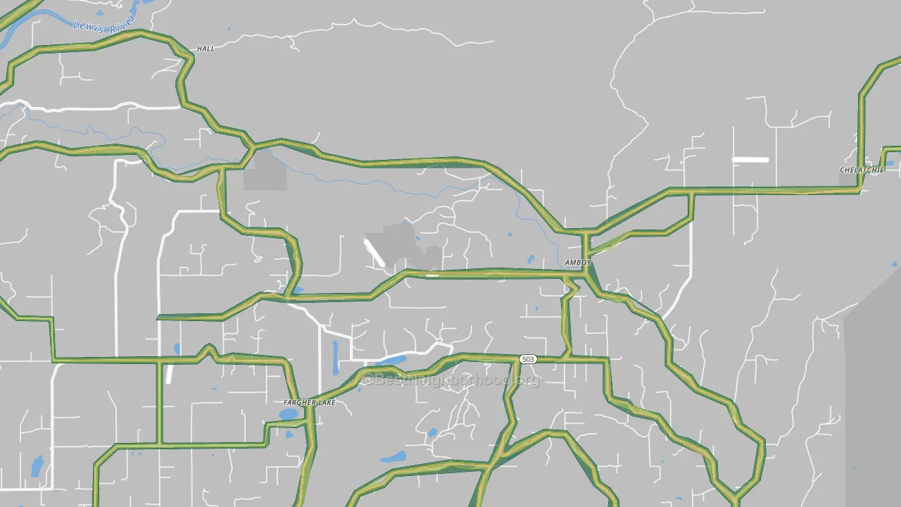 Amboy, WA Map of Noise Levels in Amboy