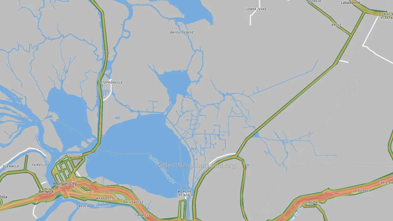 Amelia, LA Map of Noise Levels in Amelia