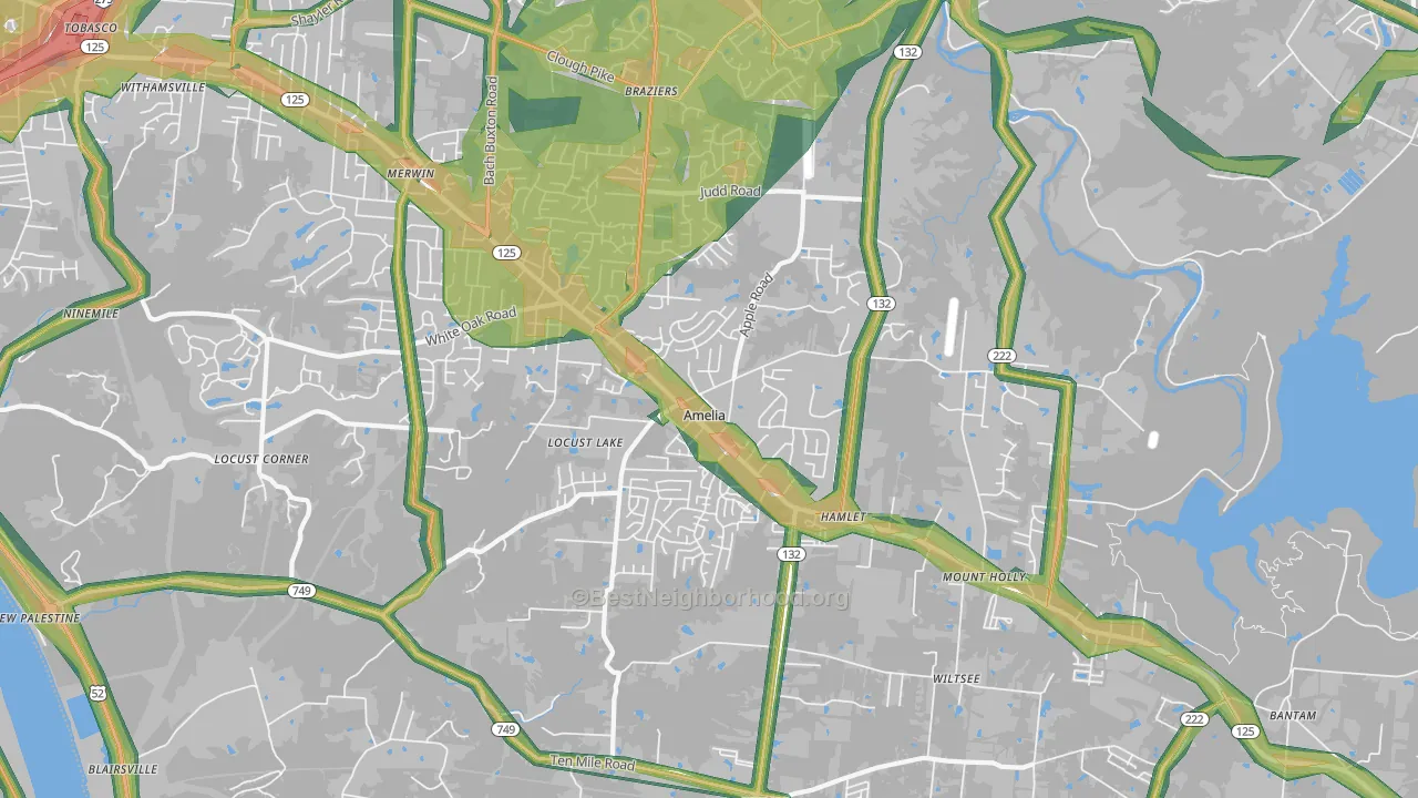 Amelia, OH Map of Noise Levels in Amelia