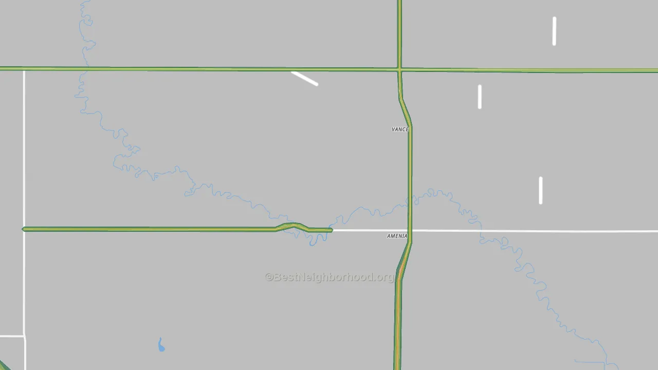 Amenia, ND Map of Noise Levels in Amenia