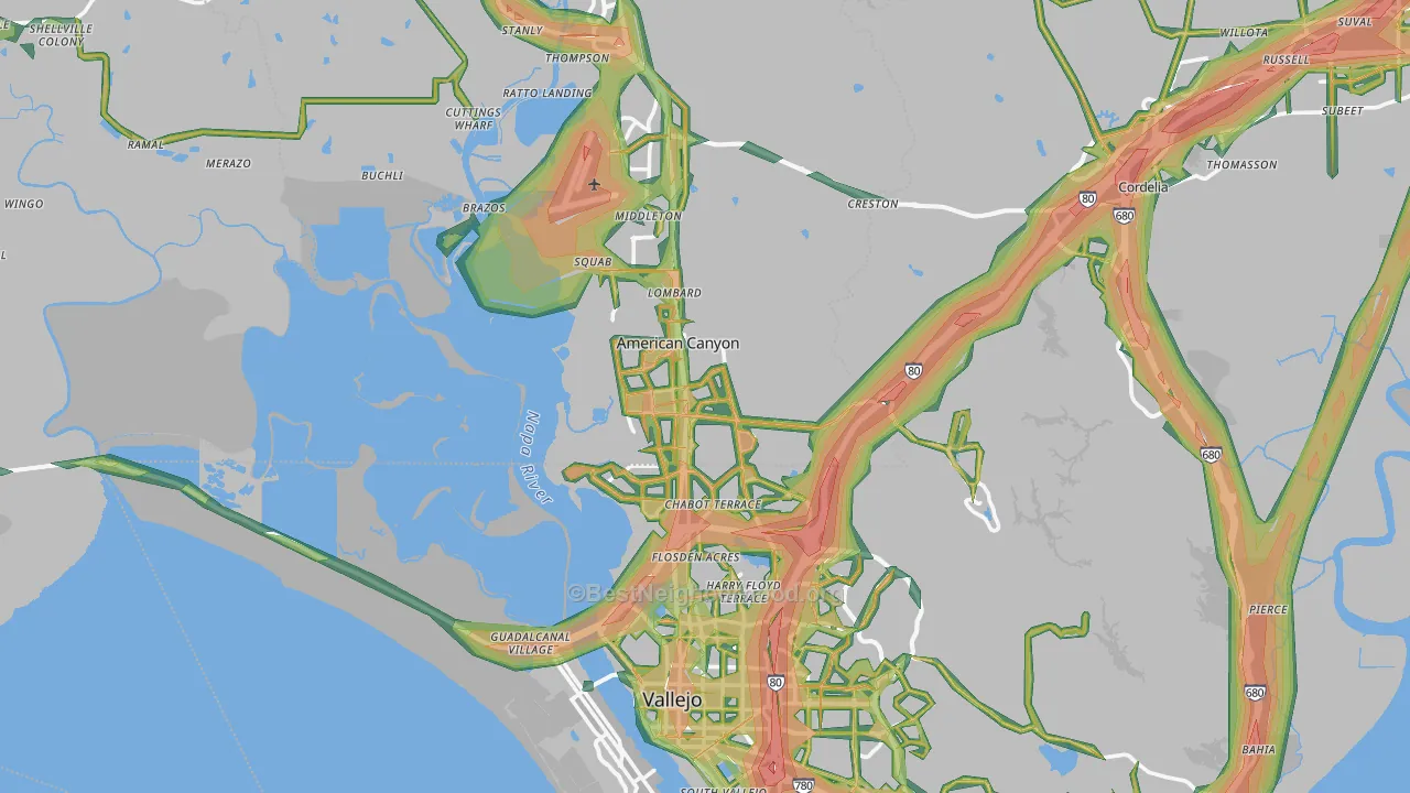 American Canyon, CA Map of Noise Levels in American Canyon