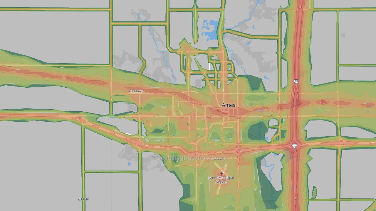 Ames, IA Map of Noise Levels in Ames