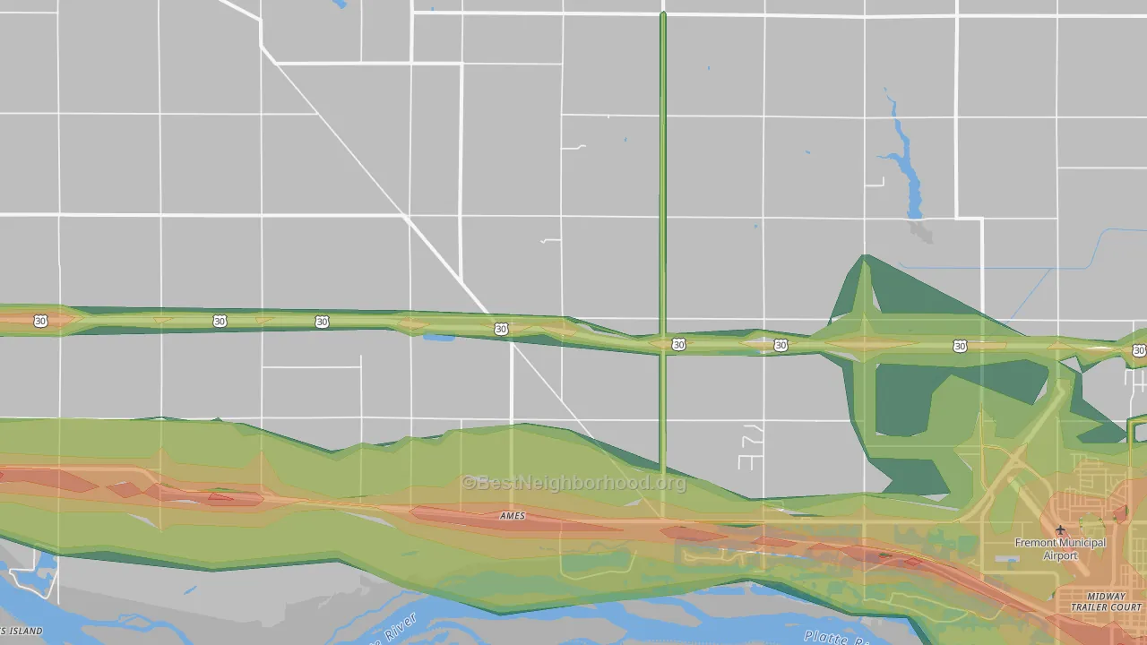 Ames, NE Map of Noise Levels in Ames