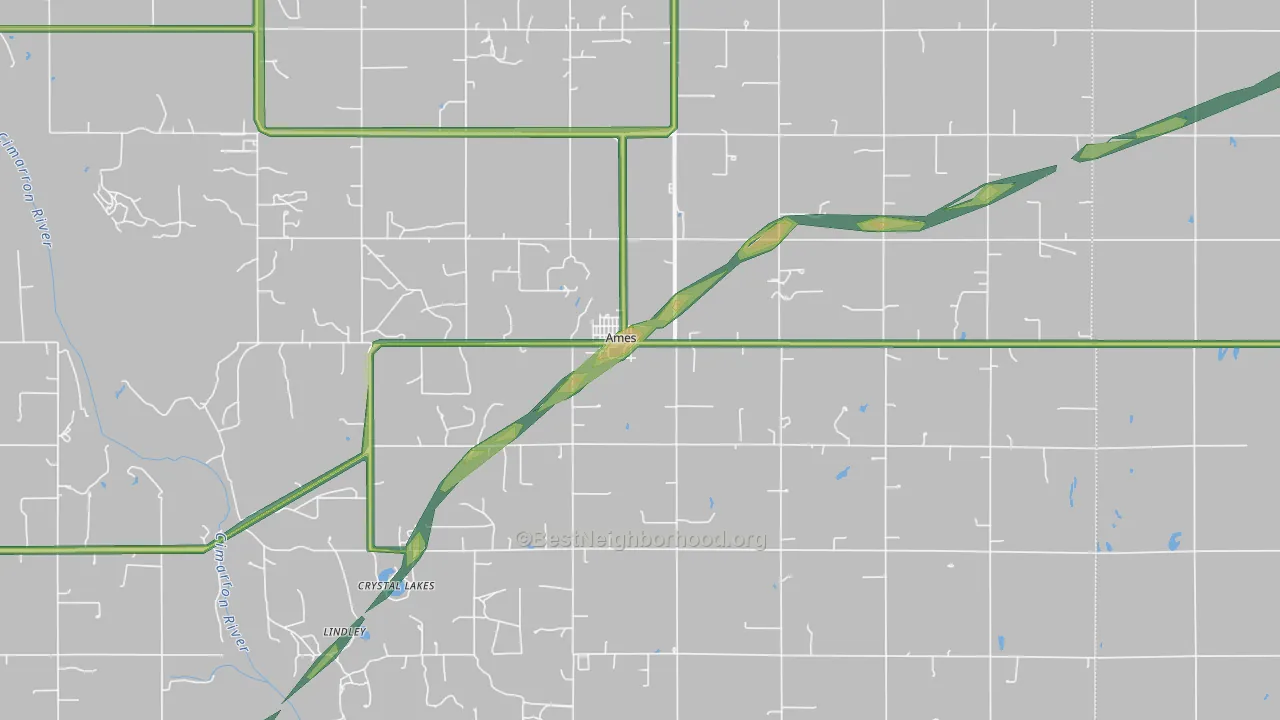 Ames, OK Map of Noise Levels in Ames