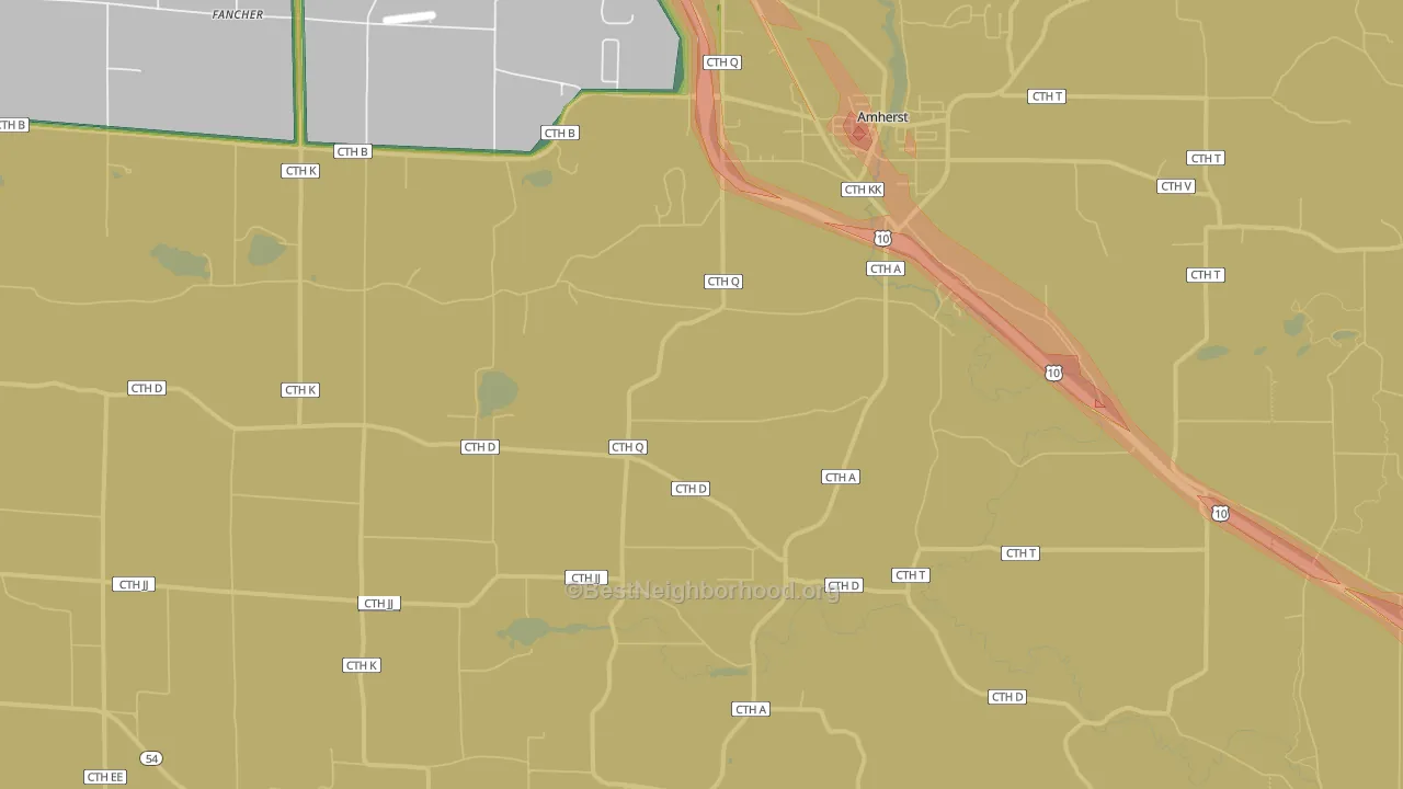 Amherst, WI Map of Noise Levels in Amherst