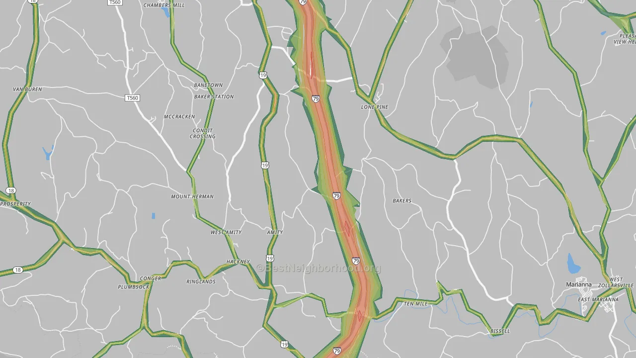 Amity, PA Map of Noise Levels in Amity
