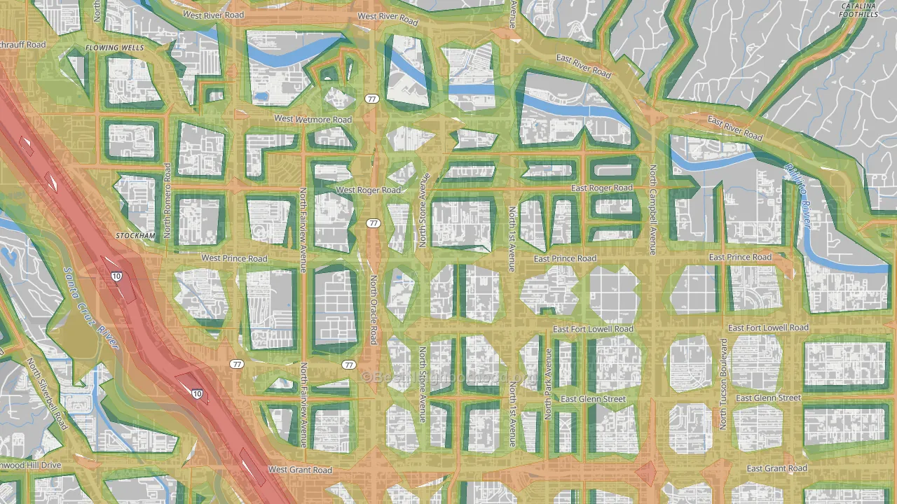 Amphi, Tucson, AZ Map of Noise Levels in Amphi