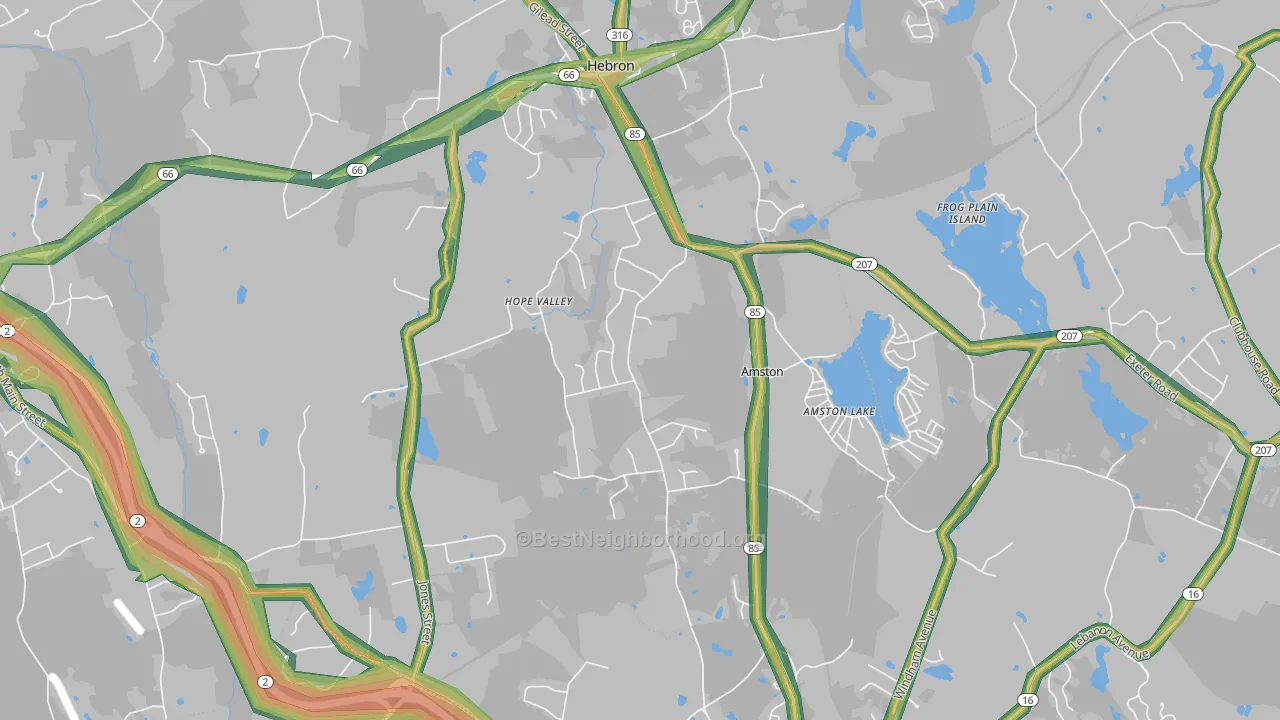 Amston, CT Map of Noise Levels in Amston