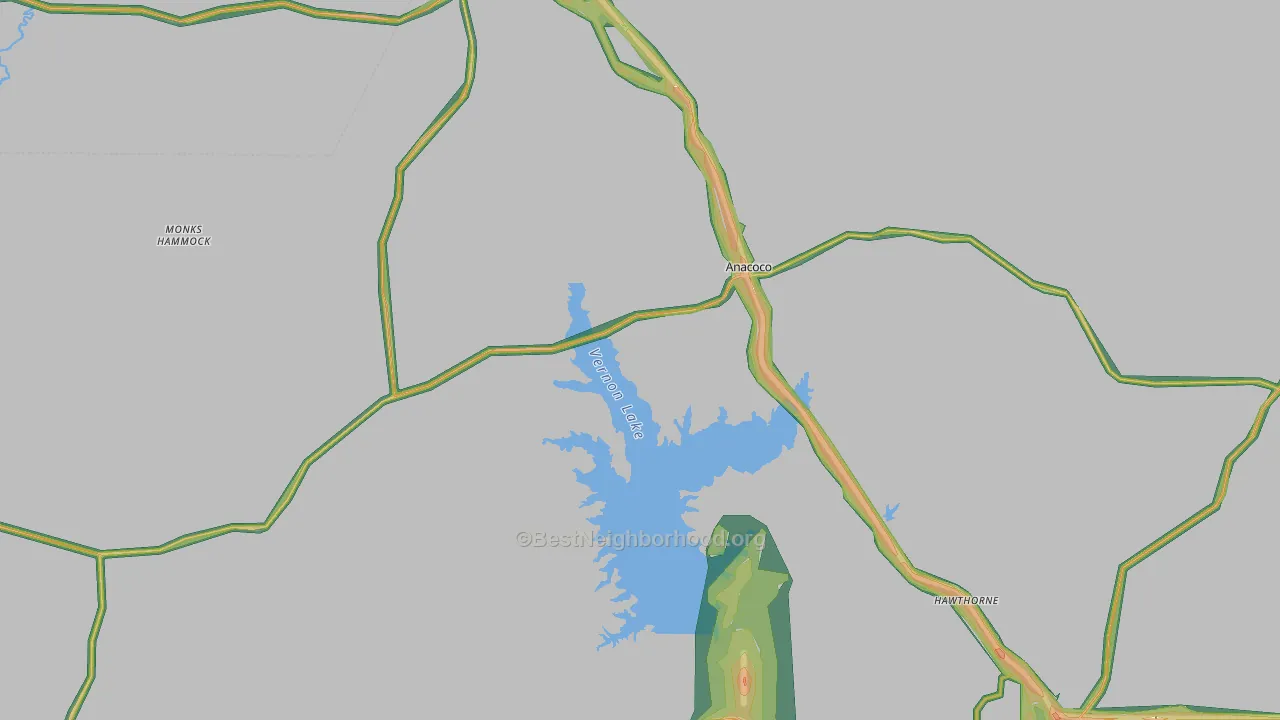 Anacoco, LA Map of Noise Levels in Anacoco