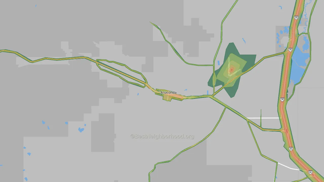 Anaconda, MT Map of Noise Levels in Anaconda