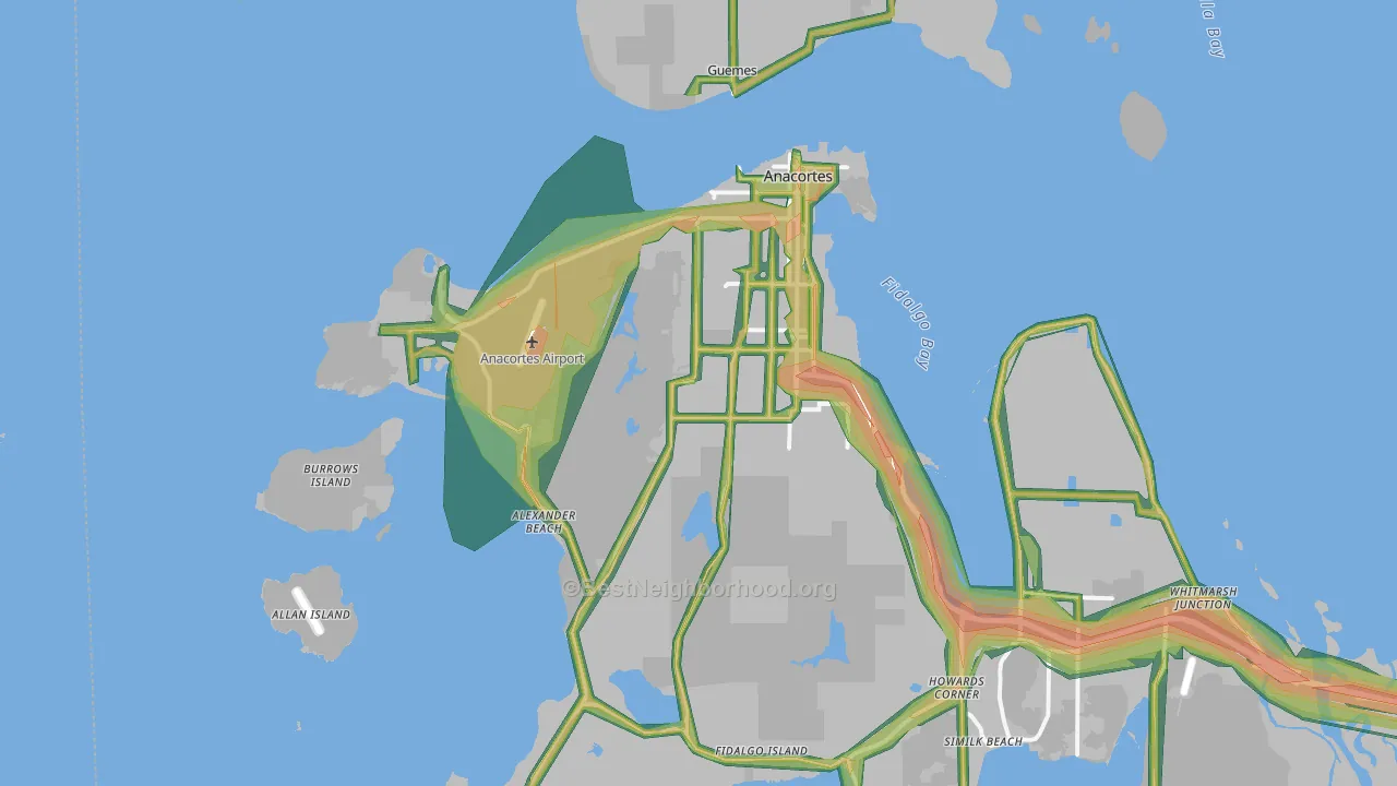 Anacortes, WA Map of Noise Levels in Anacortes