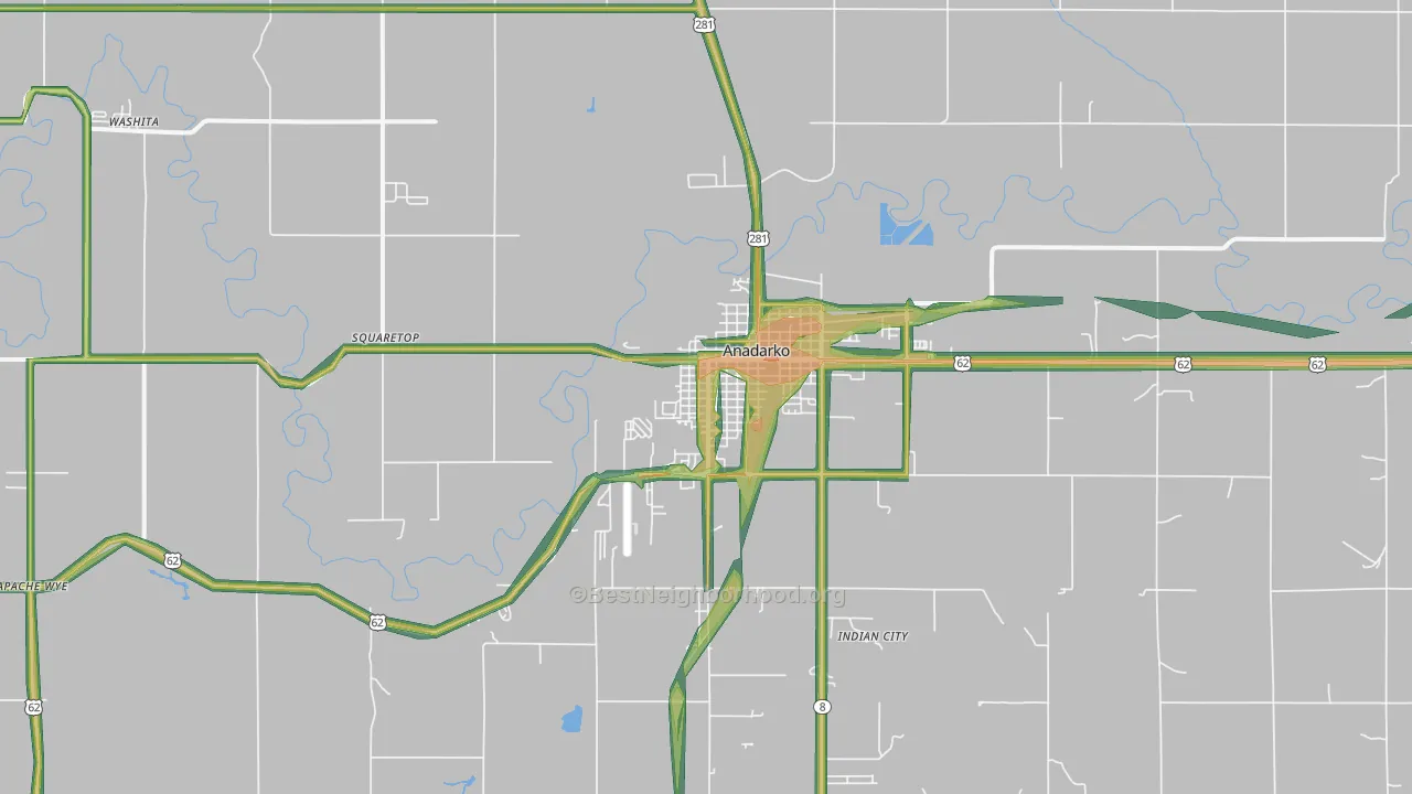 Anadarko, OK Map of Noise Levels in Anadarko