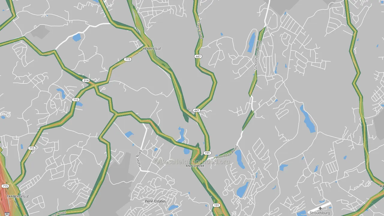 Analomink, PA Map of Noise Levels in Analomink