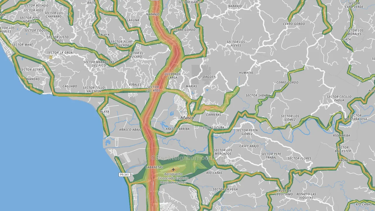 Anasco Municipio, PR Map of Noise Levels in Anasco Municipio