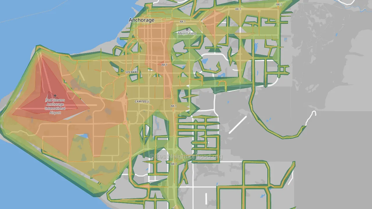 Anchorage, AK Map of Noise Levels in Anchorage