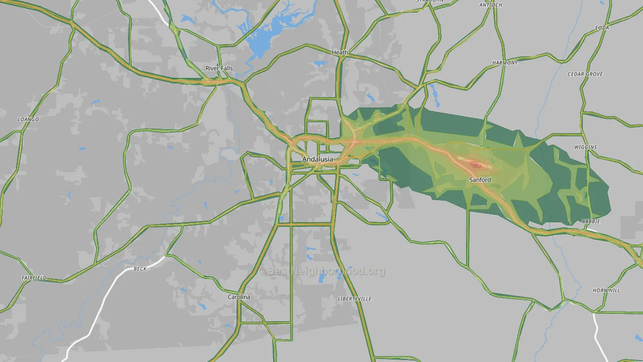 Andalusia, AL Map of Noise Levels in Andalusia