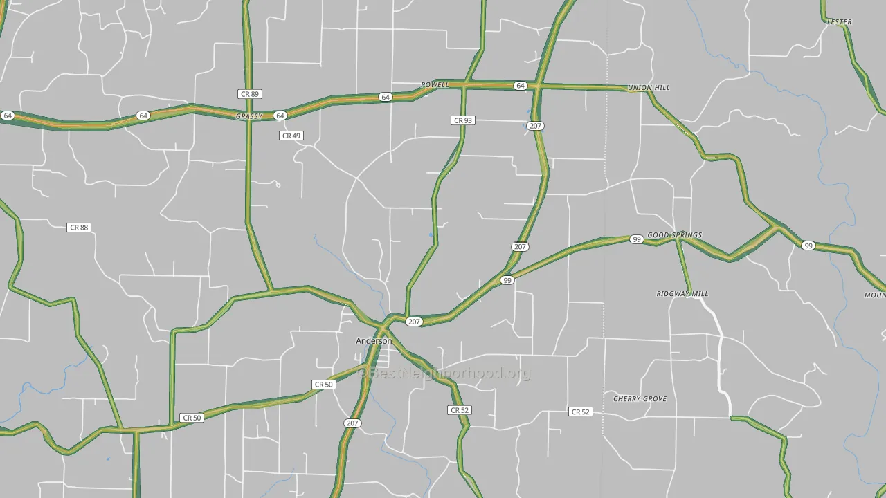 Anderson, AL Map of Noise Levels in Anderson