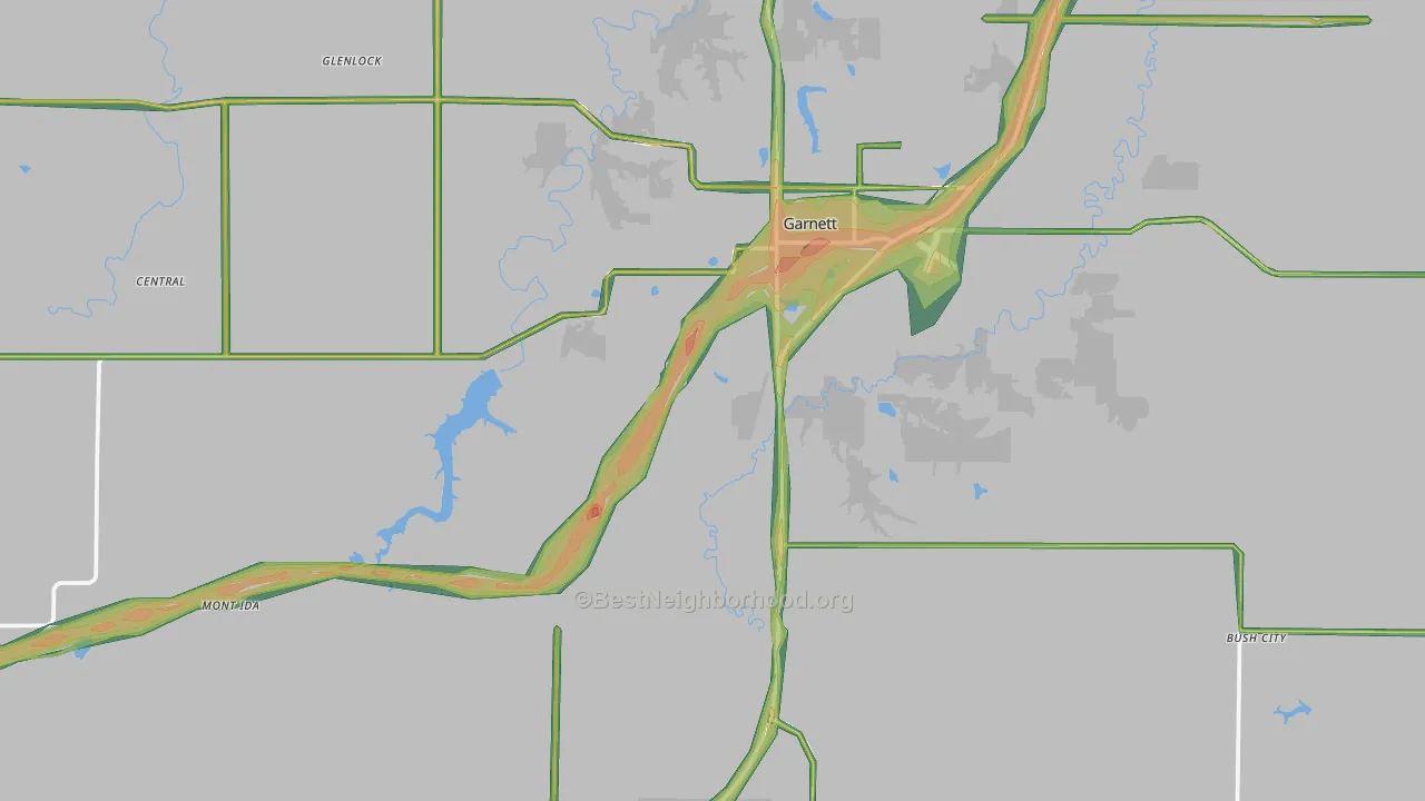 Anderson County, KS Map of Noise Levels in Anderson County
