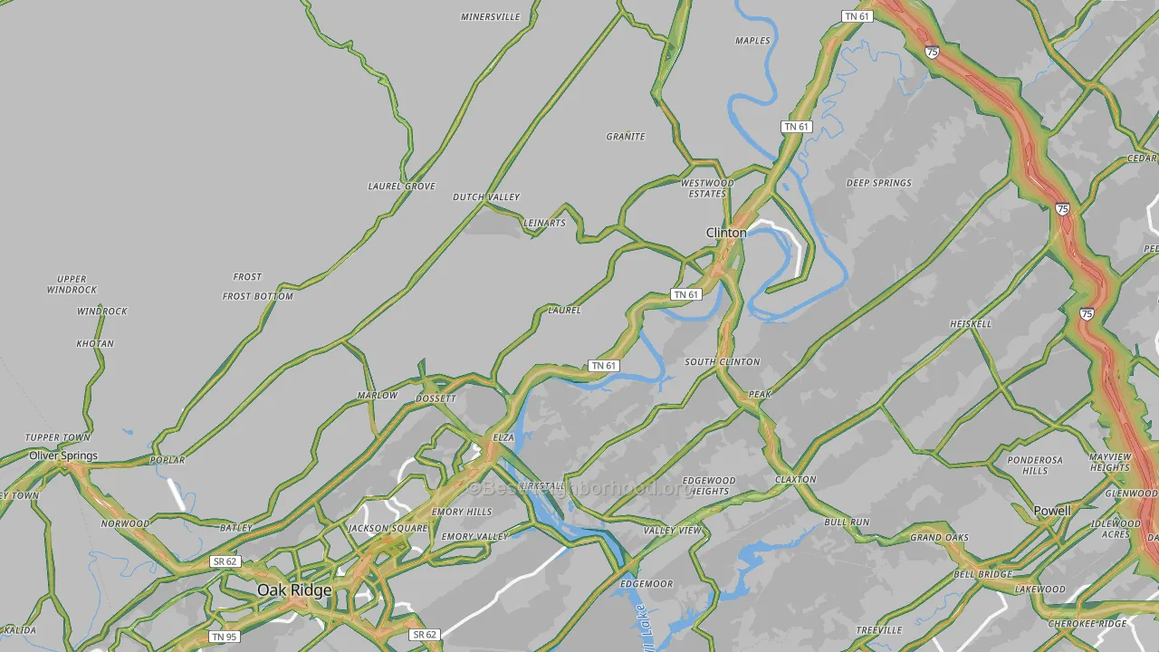 Anderson County, TN Map of Noise Levels in Anderson County
