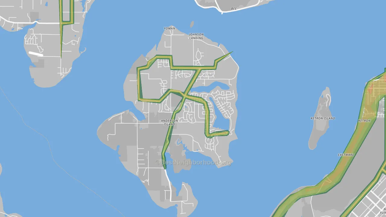 Anderson Island, WA Map of Noise Levels in Anderson Island