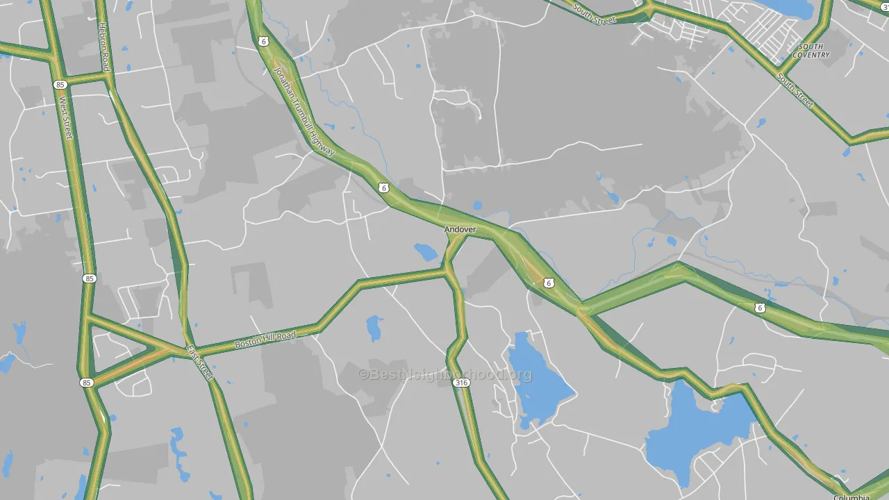 Andover, CT Map of Noise Levels in Andover