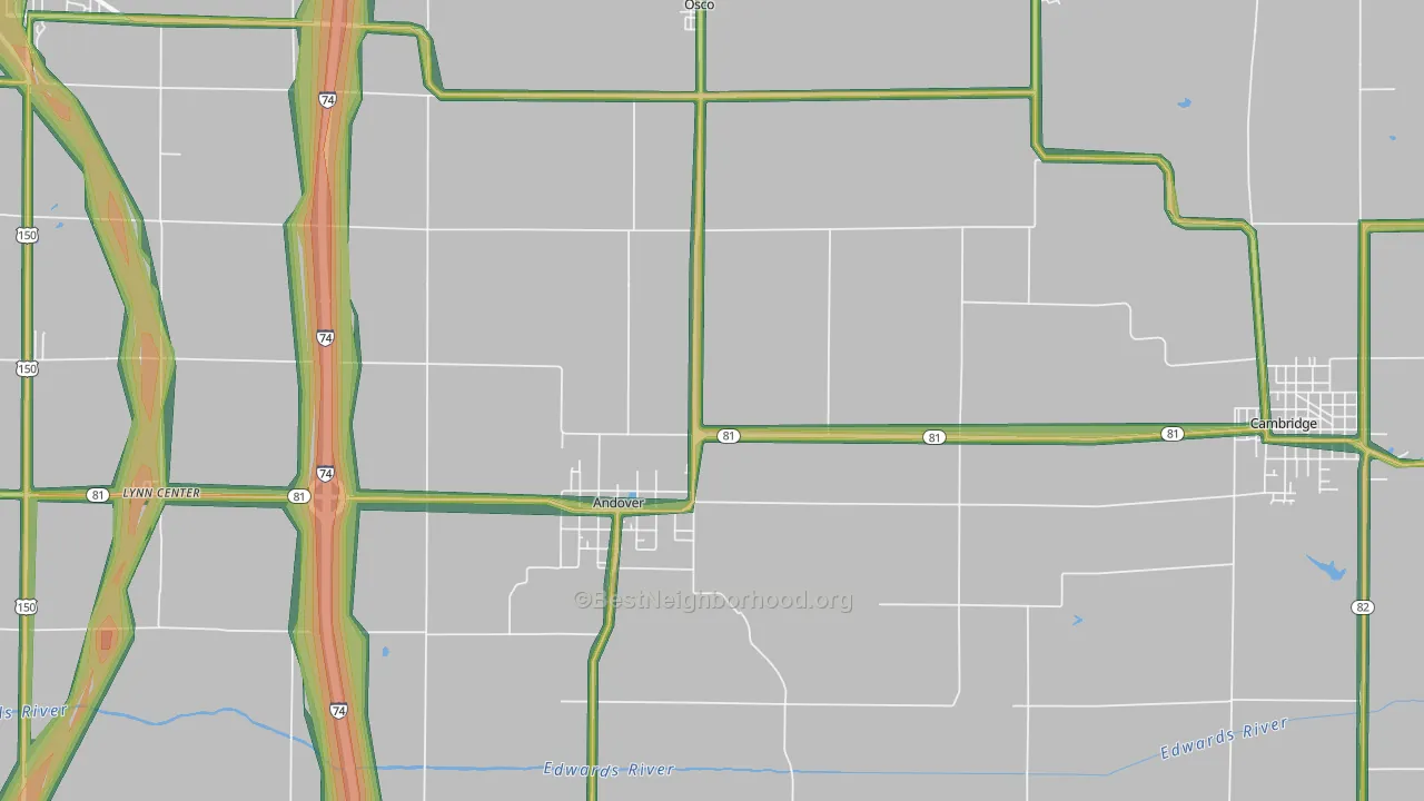 Andover, IL Map of Noise Levels in Andover