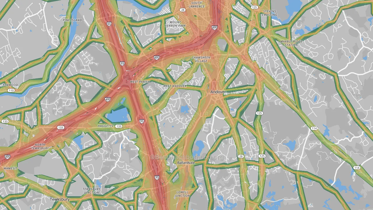 Andover, MA Map of Noise Levels in Andover