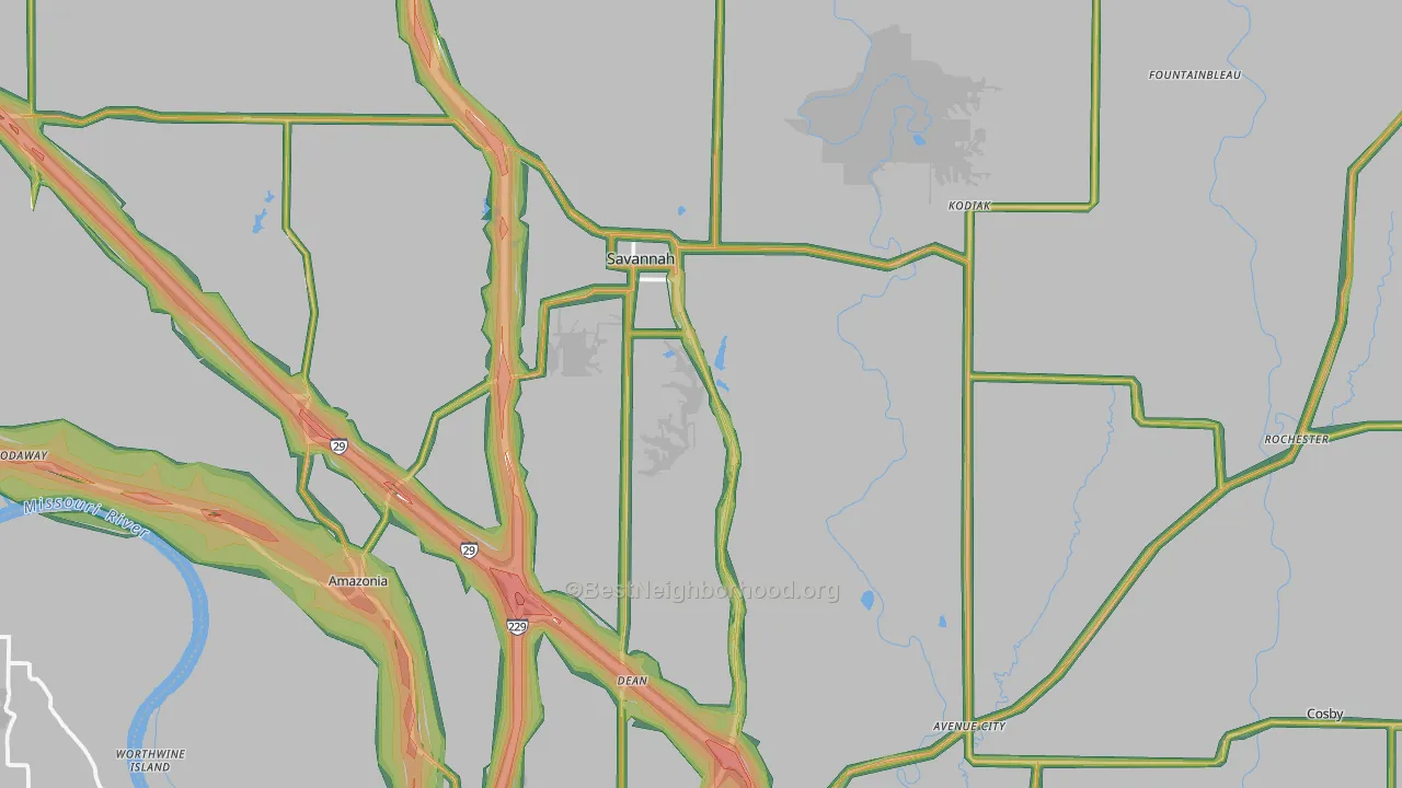 Andrew County, MO Map of Noise Levels in Andrew County
