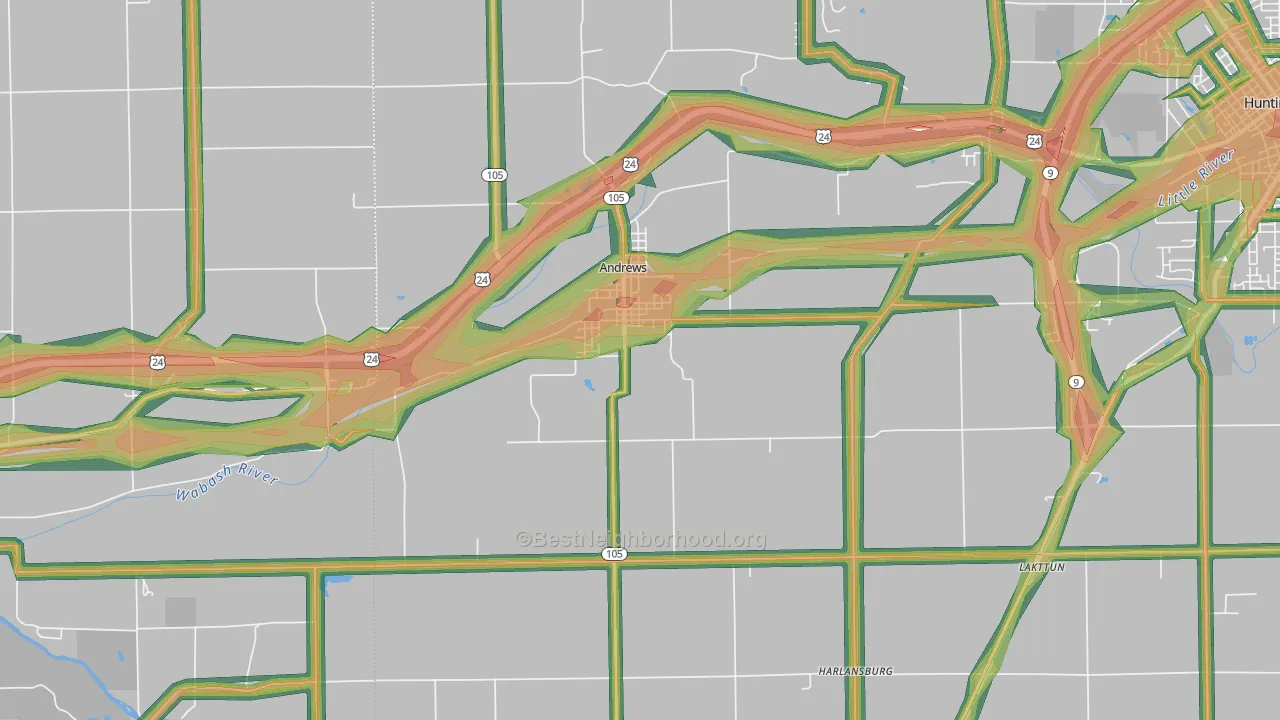 Andrews, IN Map of Noise Levels in Andrews