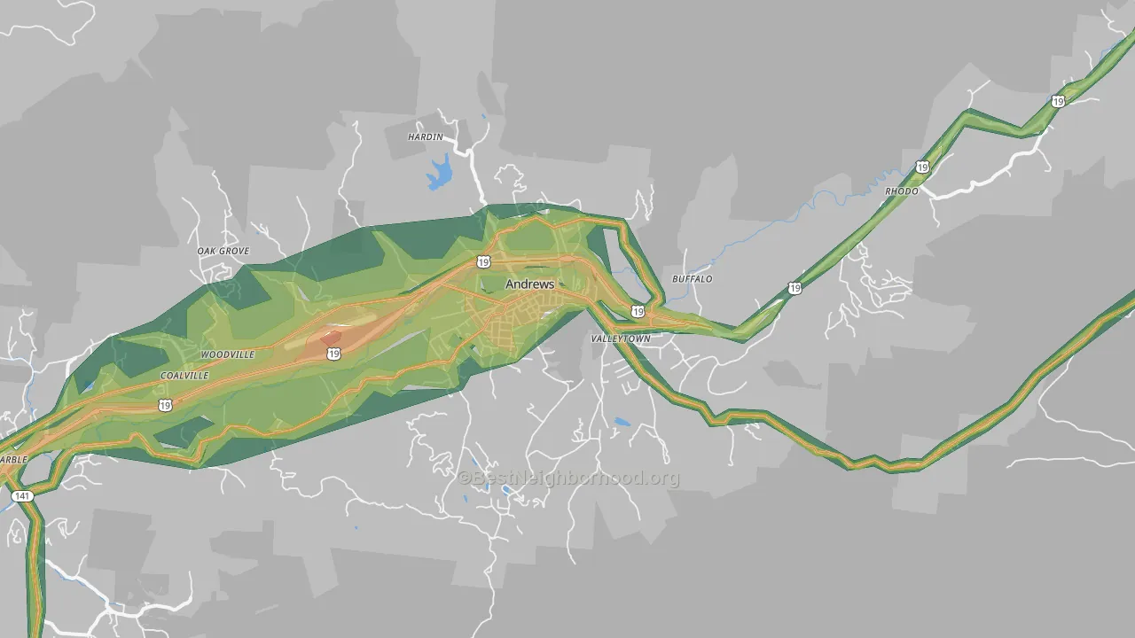 Andrews, NC Map of Noise Levels in Andrews