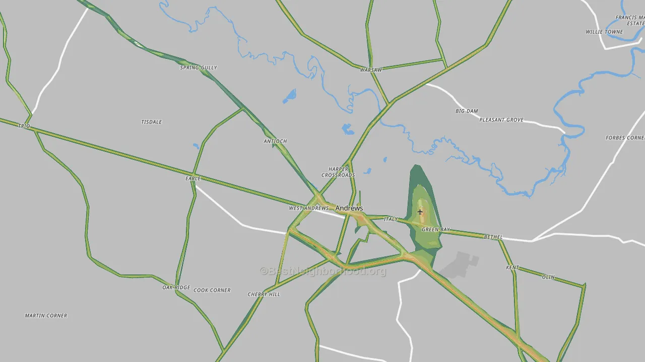 Andrews, SC Map of Noise Levels in Andrews