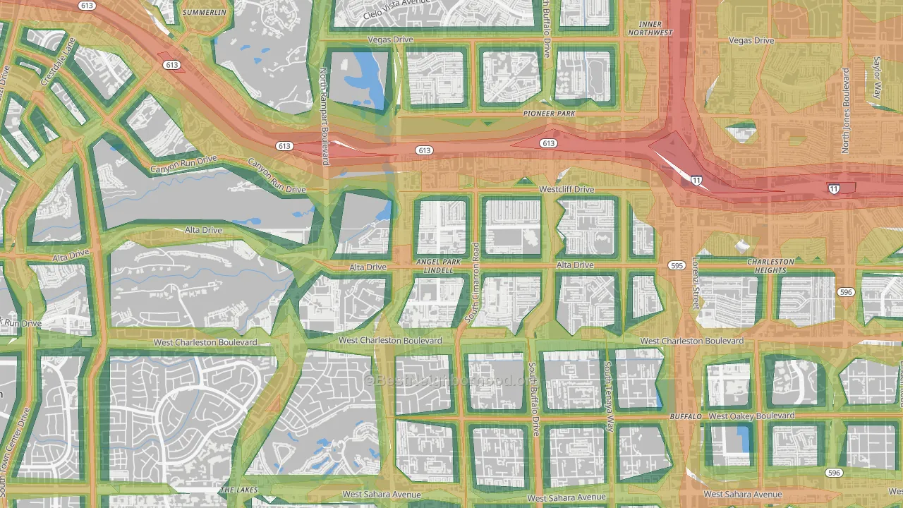 Angel Park Lindell, Las Vegas, NV Map of Noise Levels in Angel Park Lindell