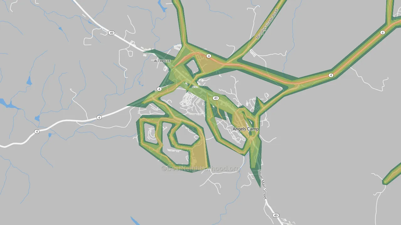 Angels, CA Map of Noise Levels in Angels