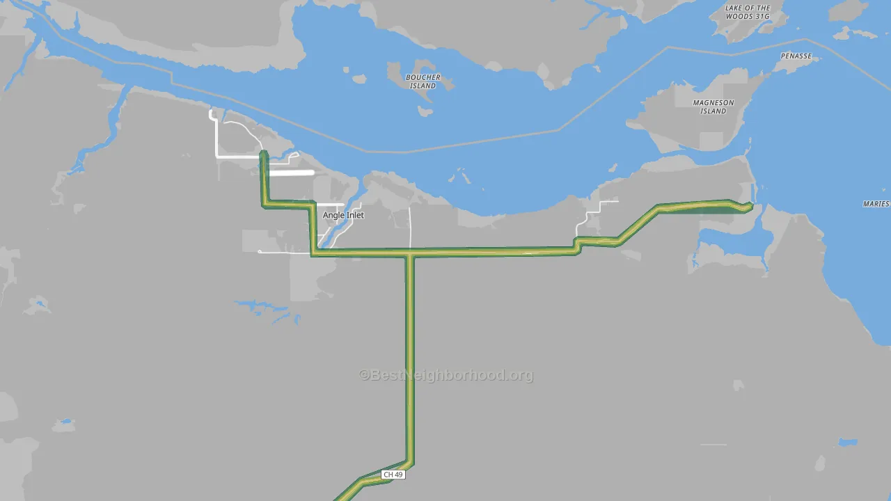 Angle Inlet, MN Map of Noise Levels in Angle Inlet