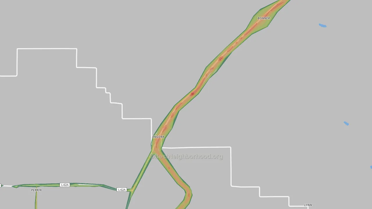 Angora, NE Map of Noise Levels in Angora