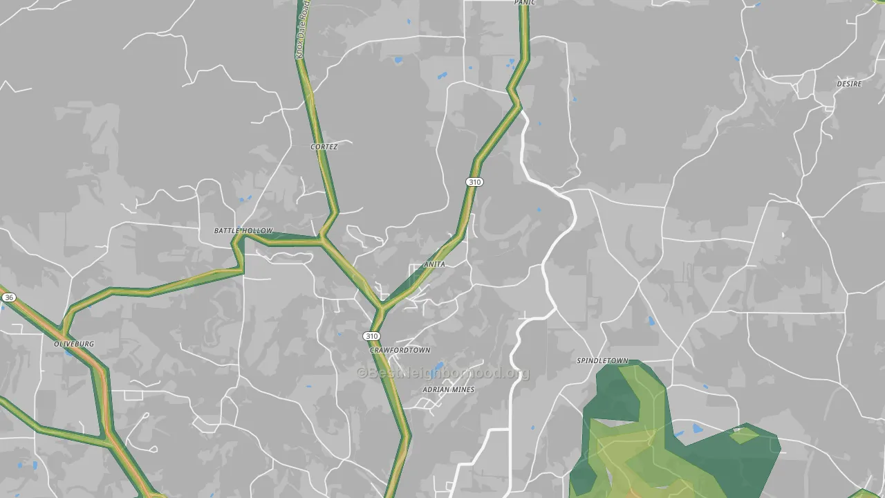Anita, PA Map of Noise Levels in Anita
