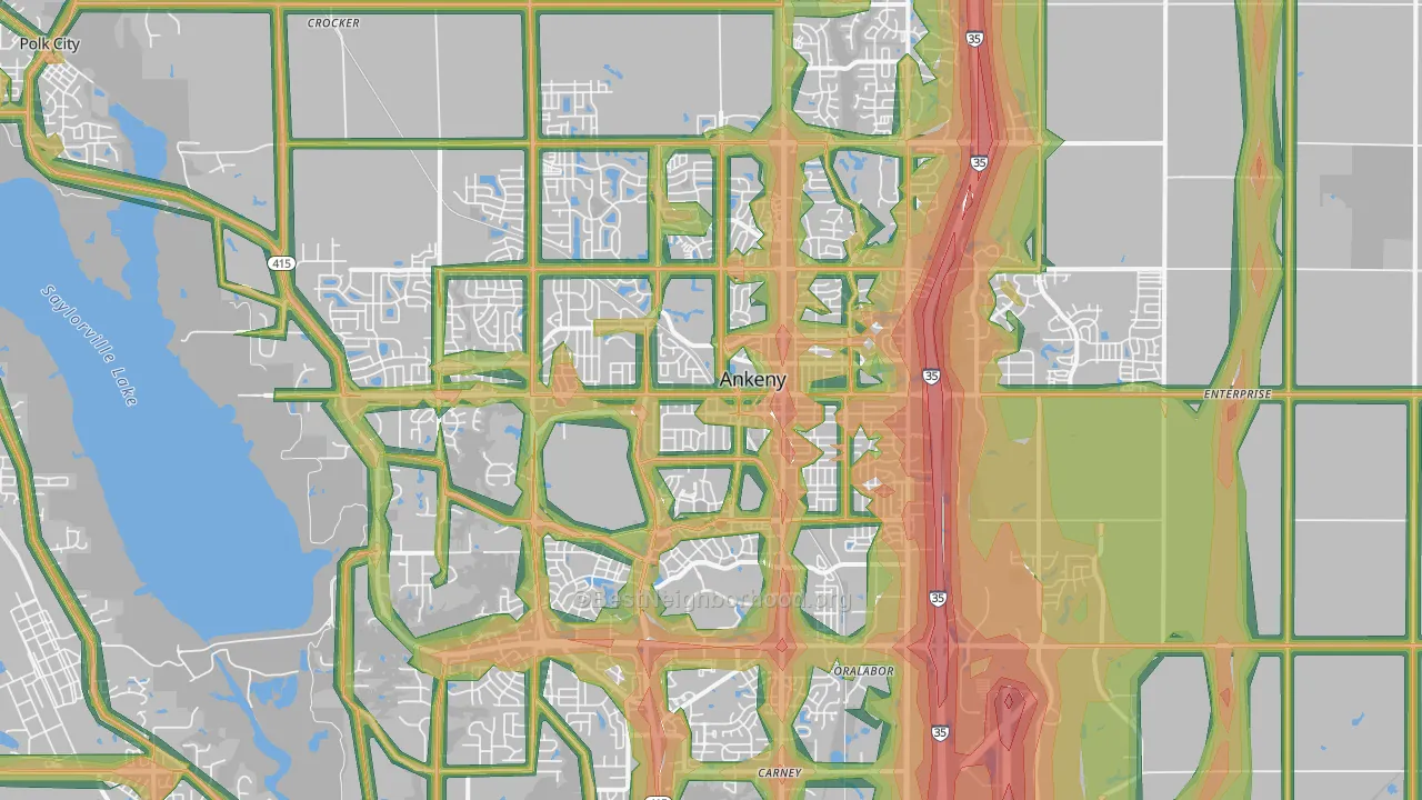 Ankeny, IA Map of Noise Levels in Ankeny