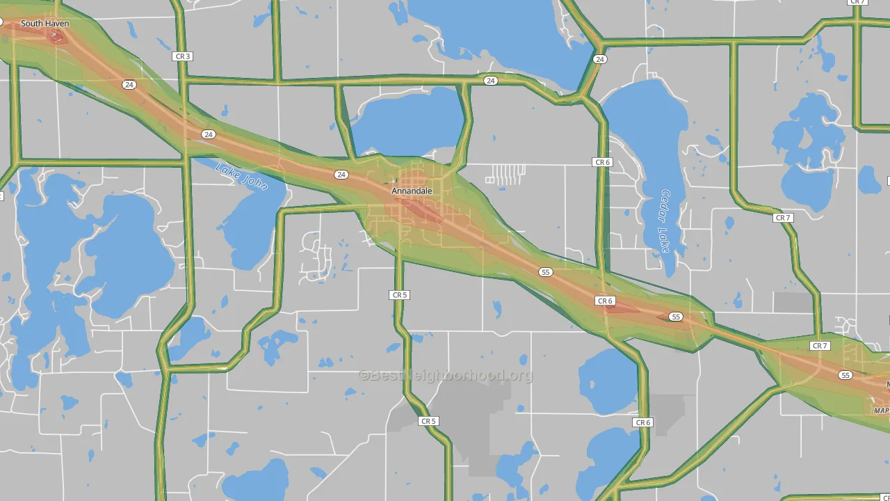 Annandale, MN Map of Noise Levels in Annandale