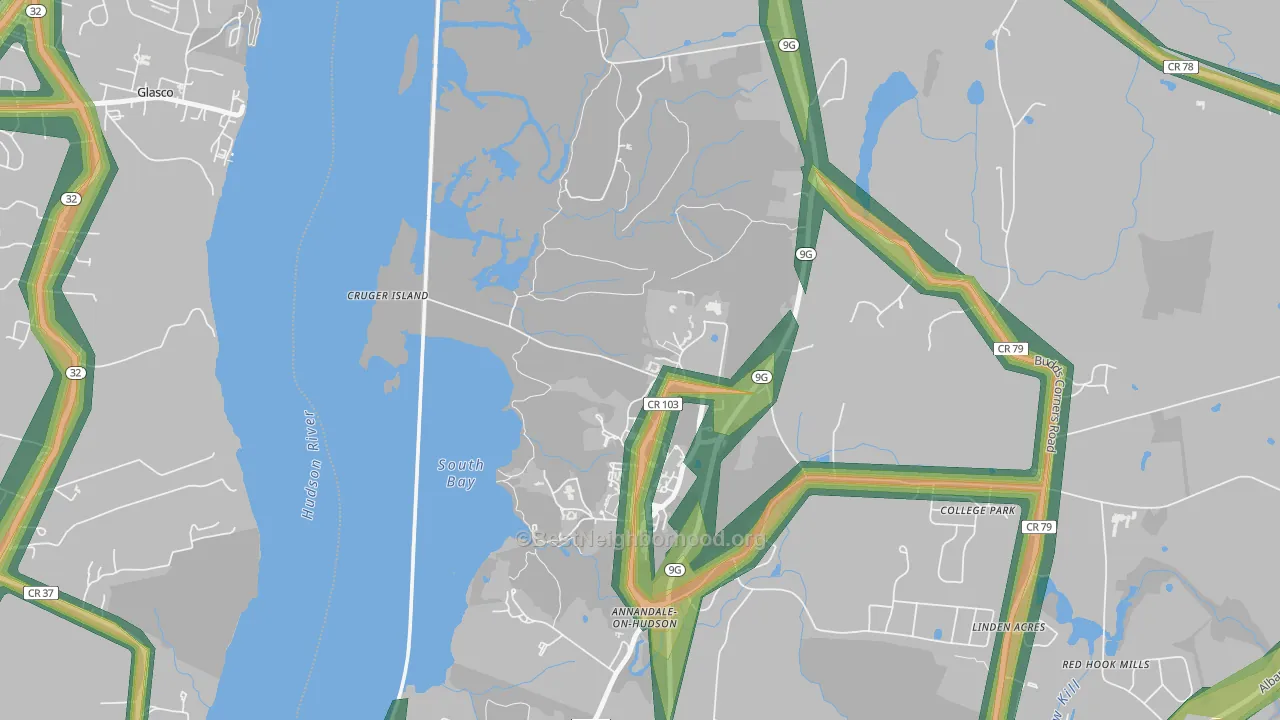 Annandale On Hudson, NY Map of Noise Levels in Annandale On Hudson