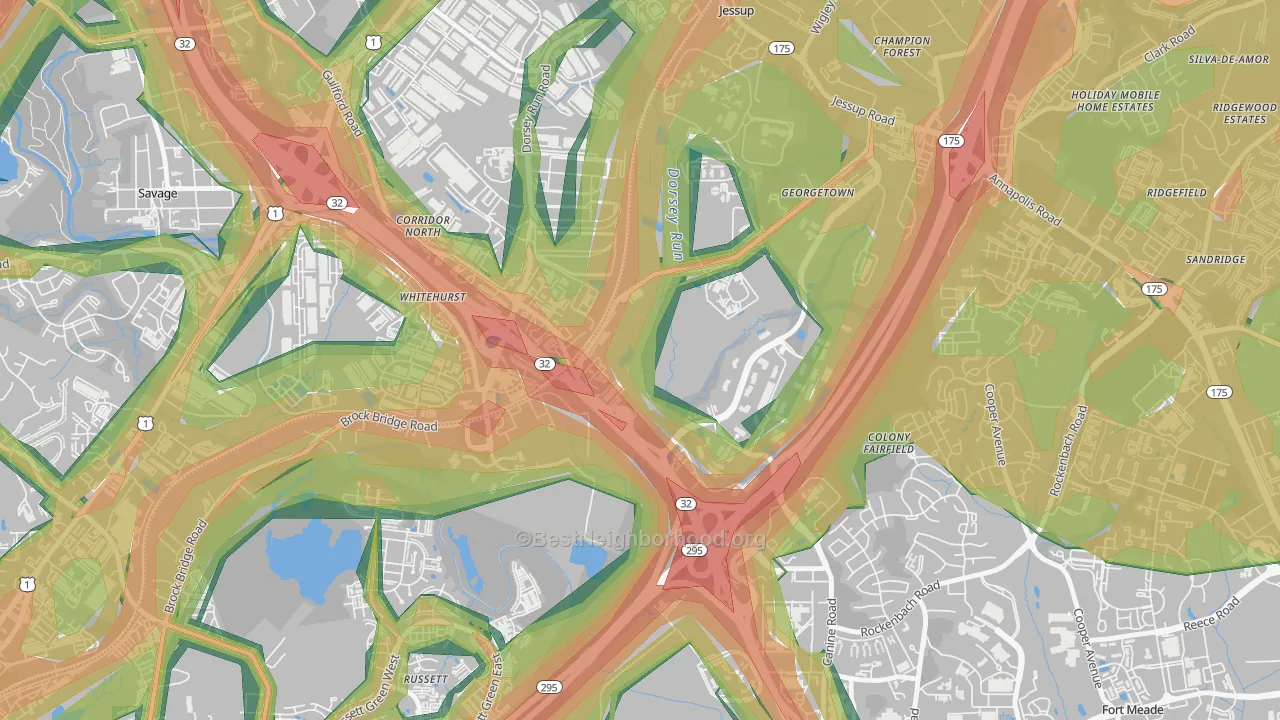 Annapolis Junction, MD Map of Noise Levels in Annapolis Junction