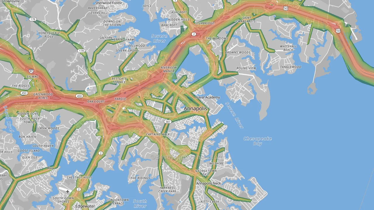 Annapolis, MD Map of Noise Levels in Annapolis