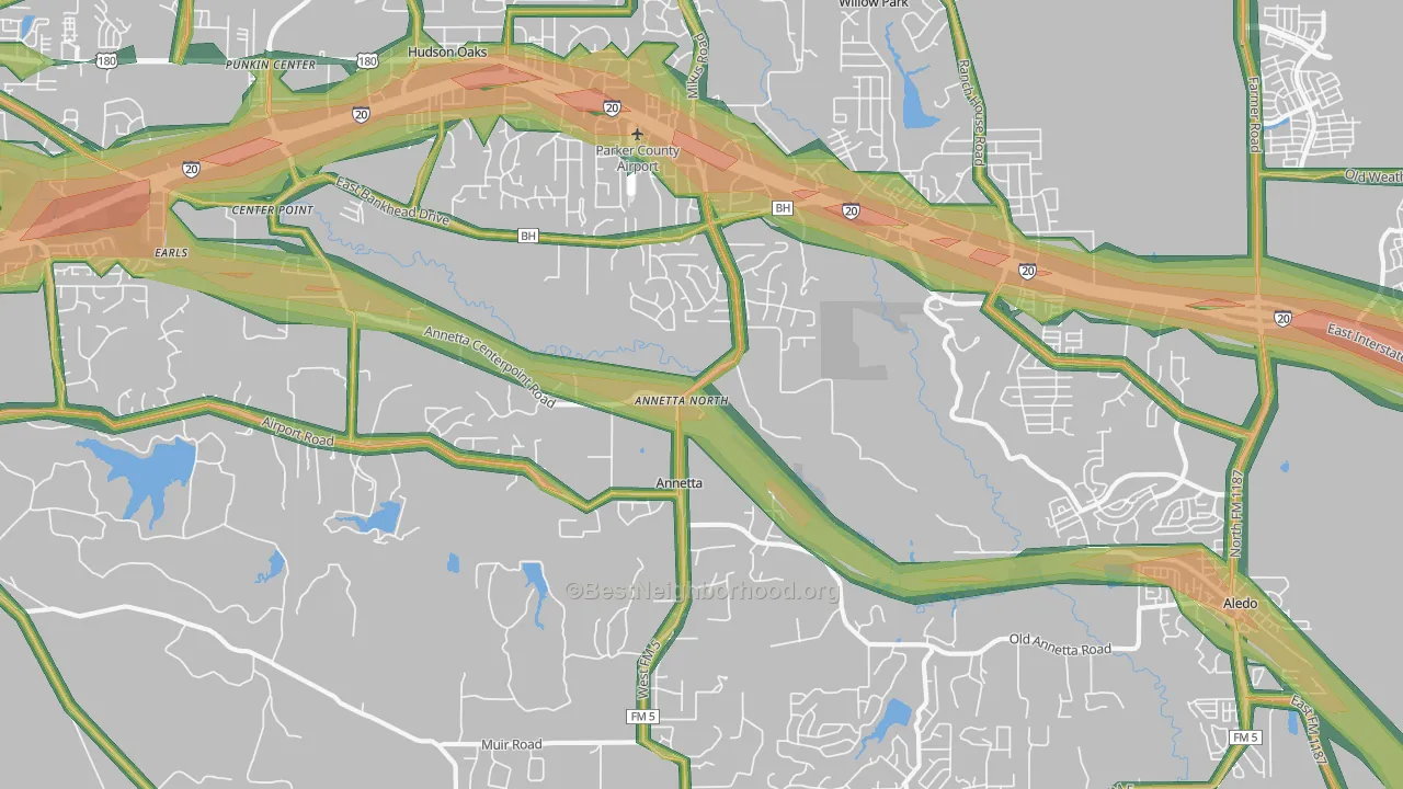 Annetta North, TX Map of Noise Levels in Annetta North