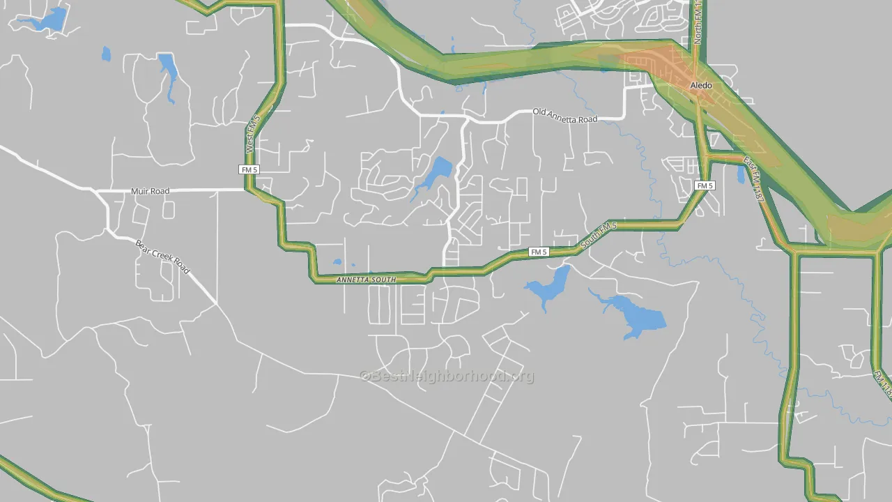 Annetta South, TX Map of Noise Levels in Annetta South