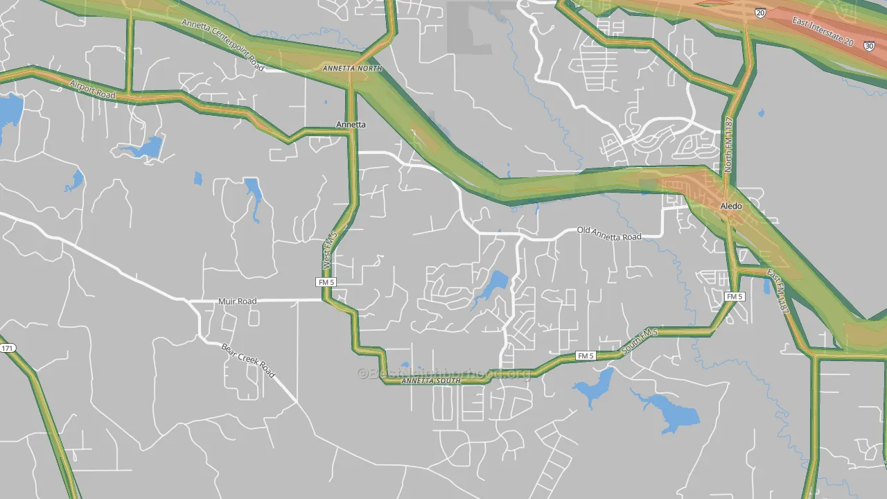 Annetta, TX Map of Noise Levels in Annetta