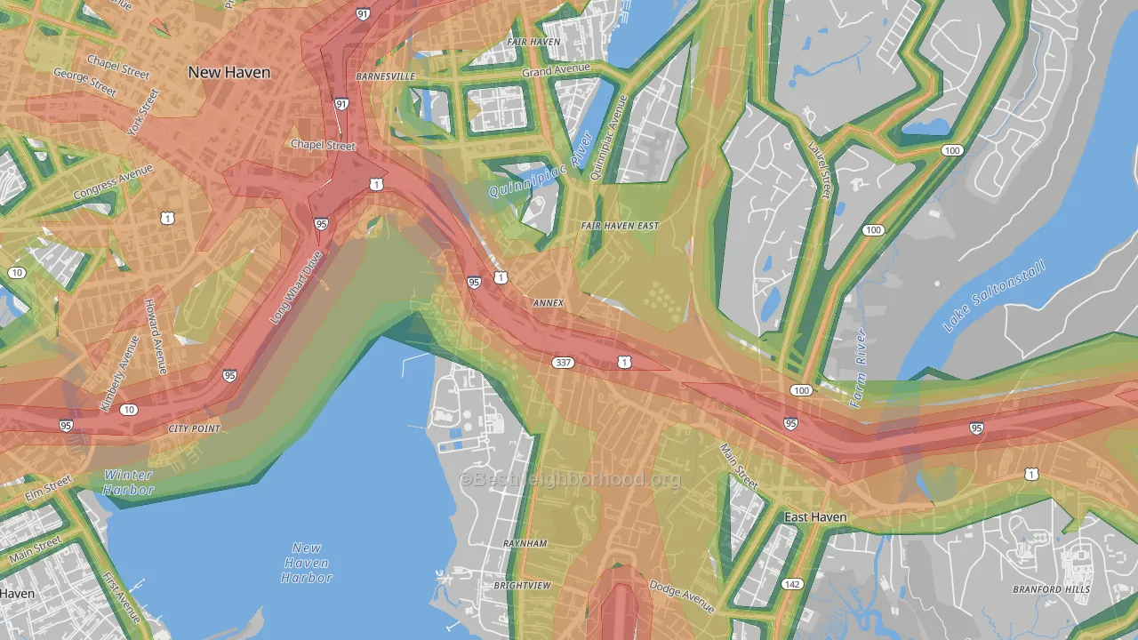Annex, East Haven, CT Map of Noise Levels in Annex